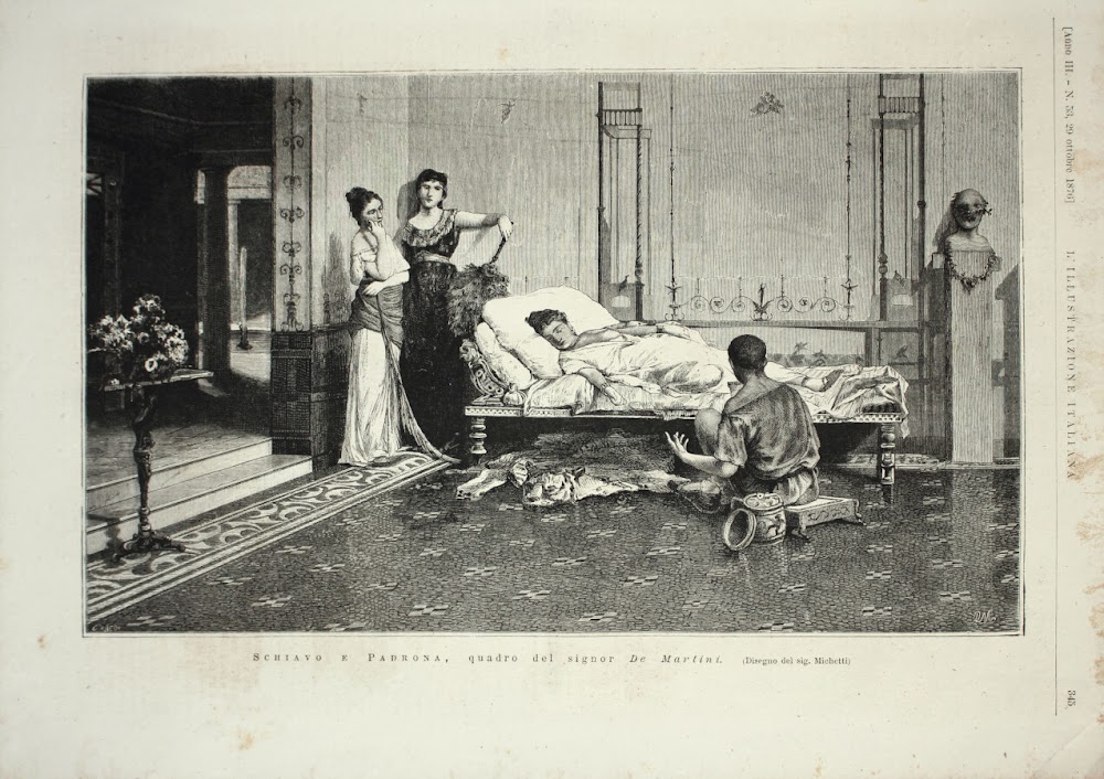 Schiavo e padrona da un dipinto di De Martini. Stampa …