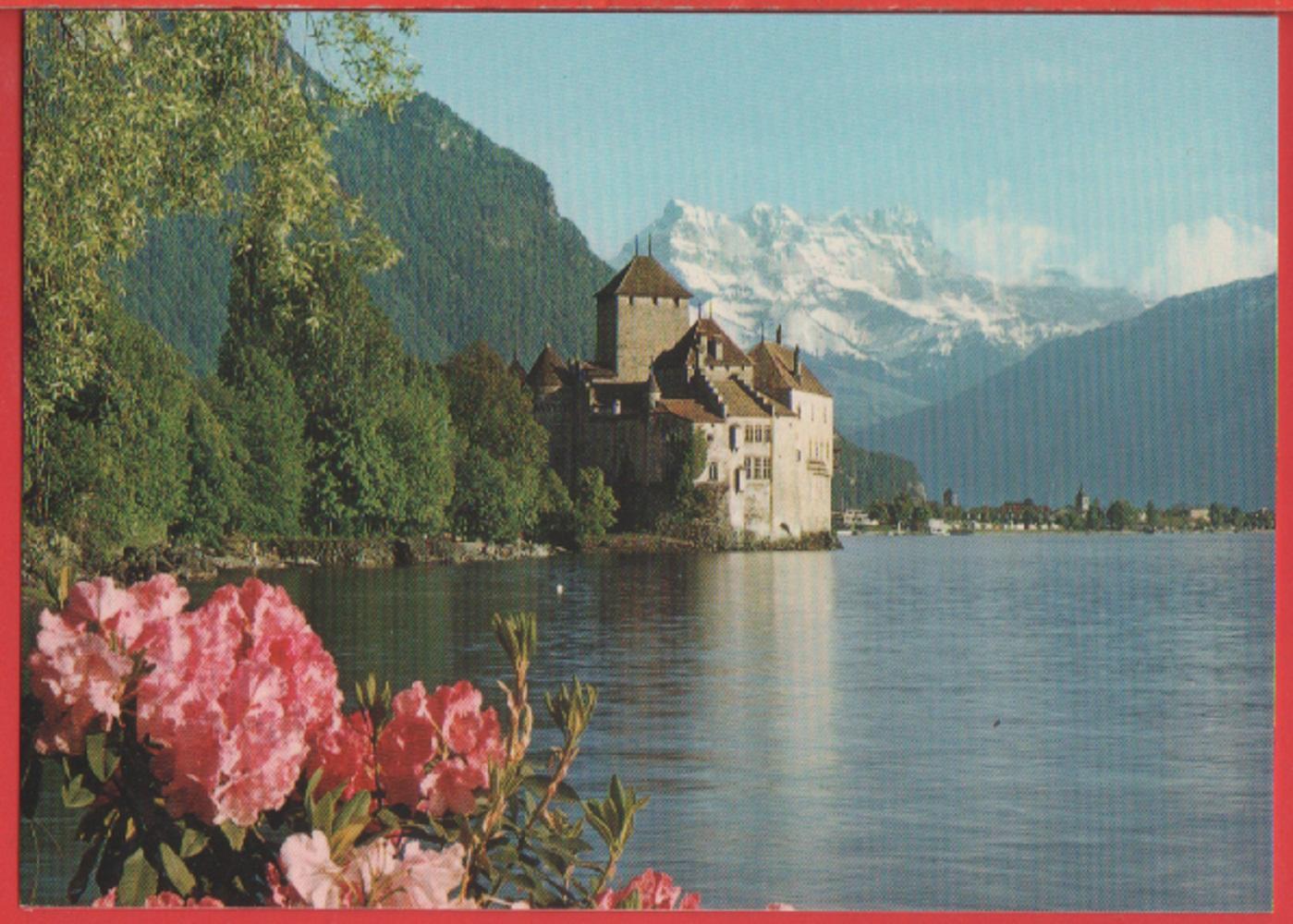 Schloss Chillon bei Motreux. Mit Genfersee und Dents.du-Midi