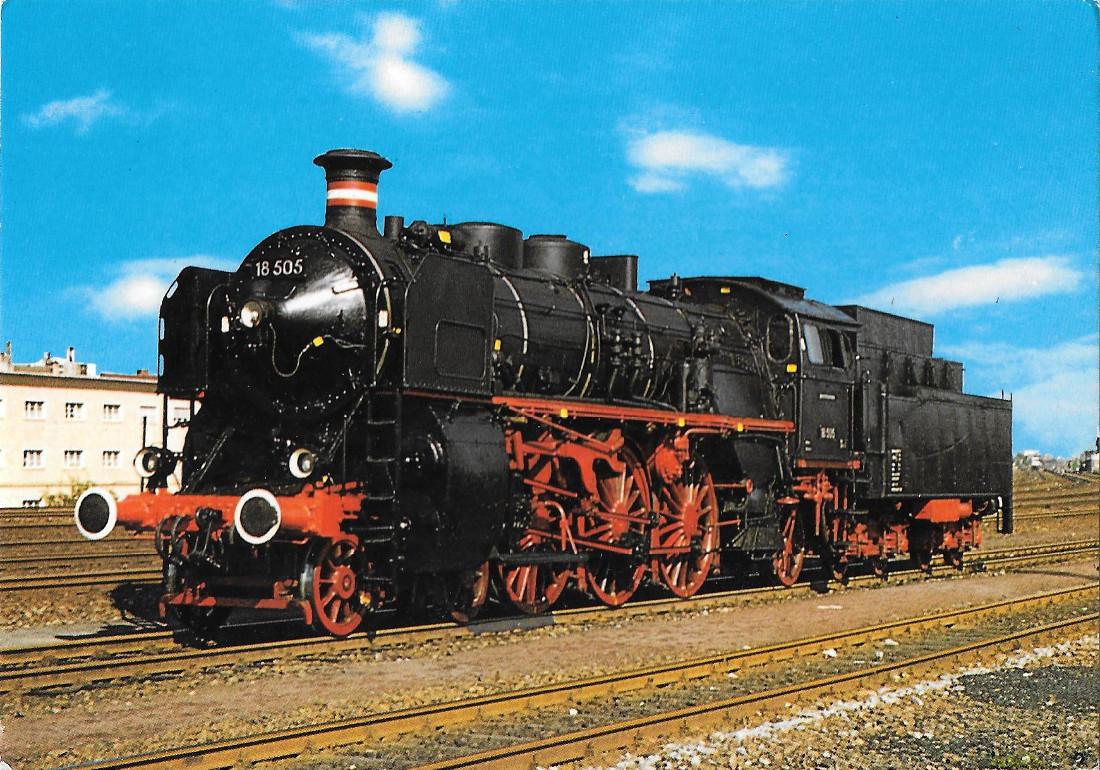 Schnellzug-Lokomotive 18 505 der Deutschen Bundesbahn Staatsbahnen 1975. Non viaggiata