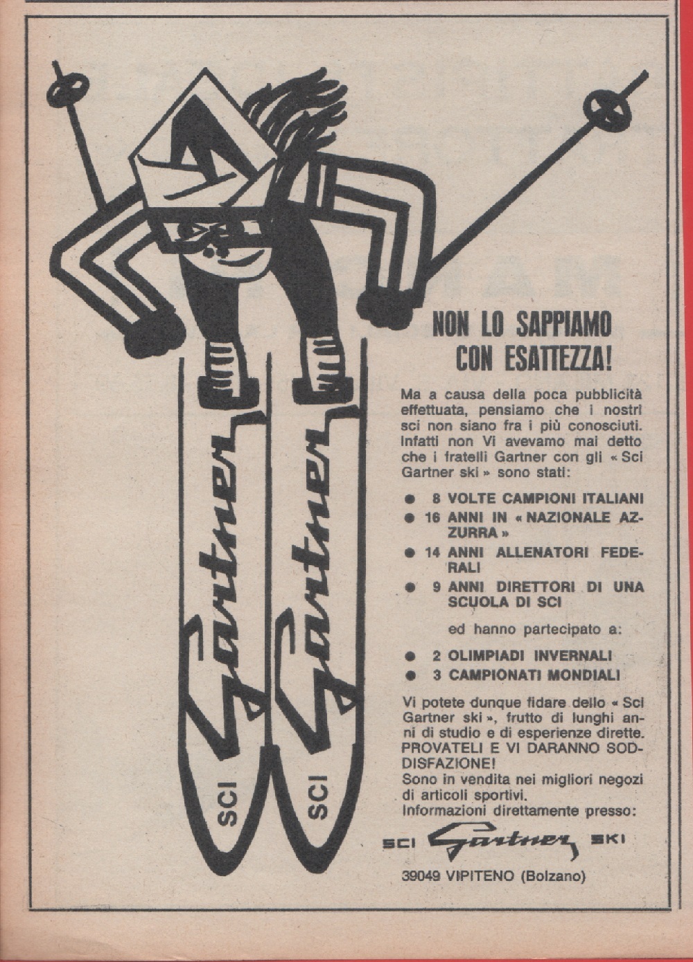 Sci Gartner ski Advertising 1968