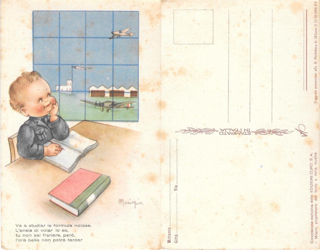 Scolaretto aviatore con pensiero. Non viaggiata, originale 1942