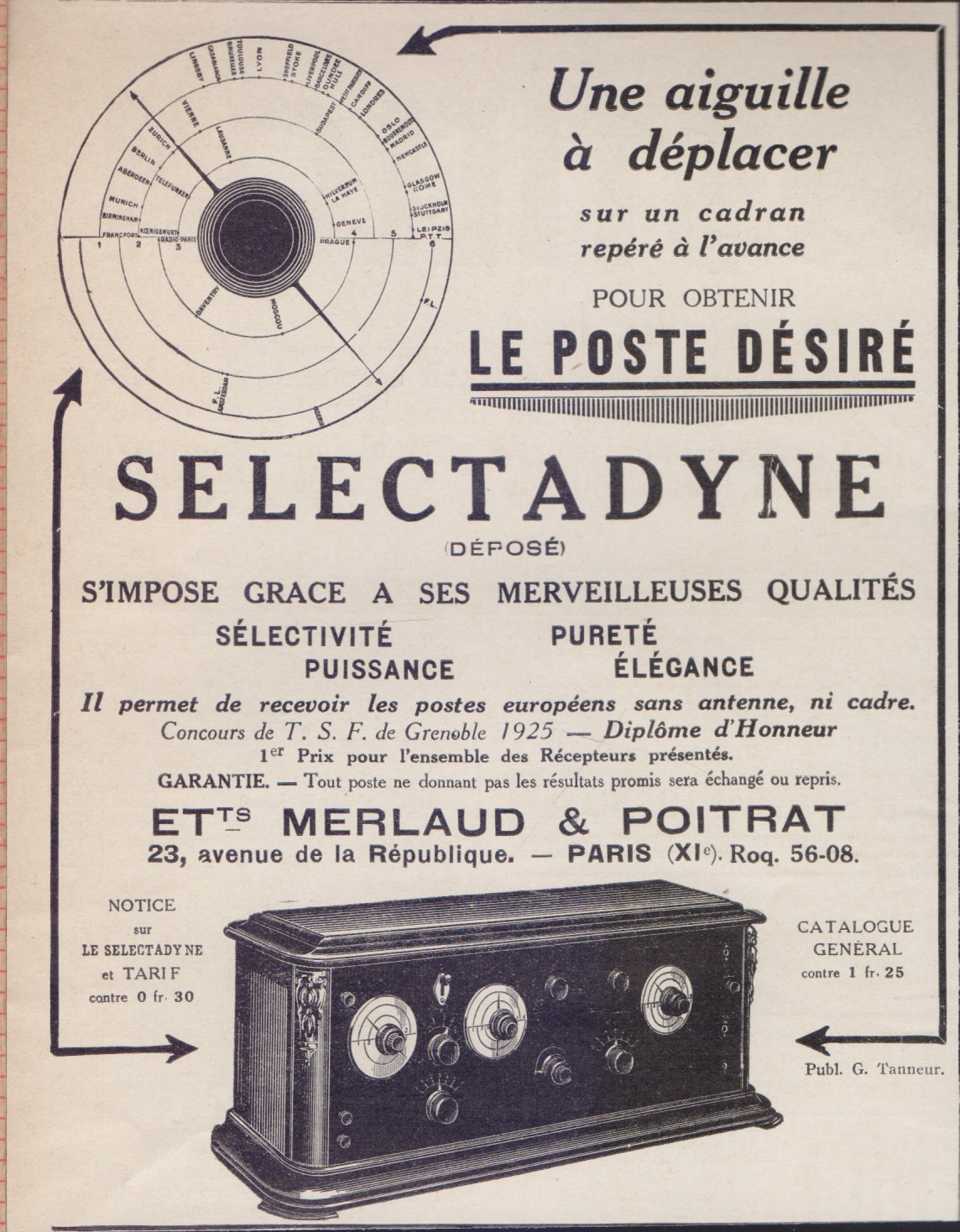 Selectadyne le poste desire. Advertising 1926