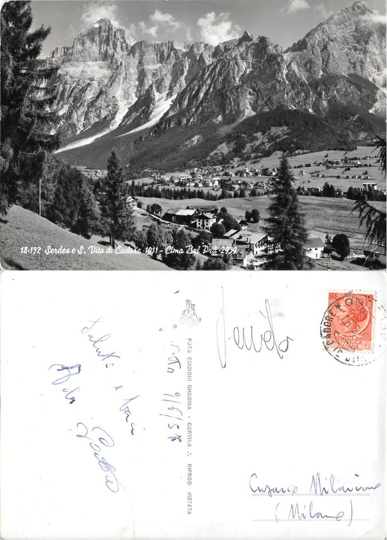 Serdes e S. Vito di Cadore. Cima Bel Pra. Viaggiata …