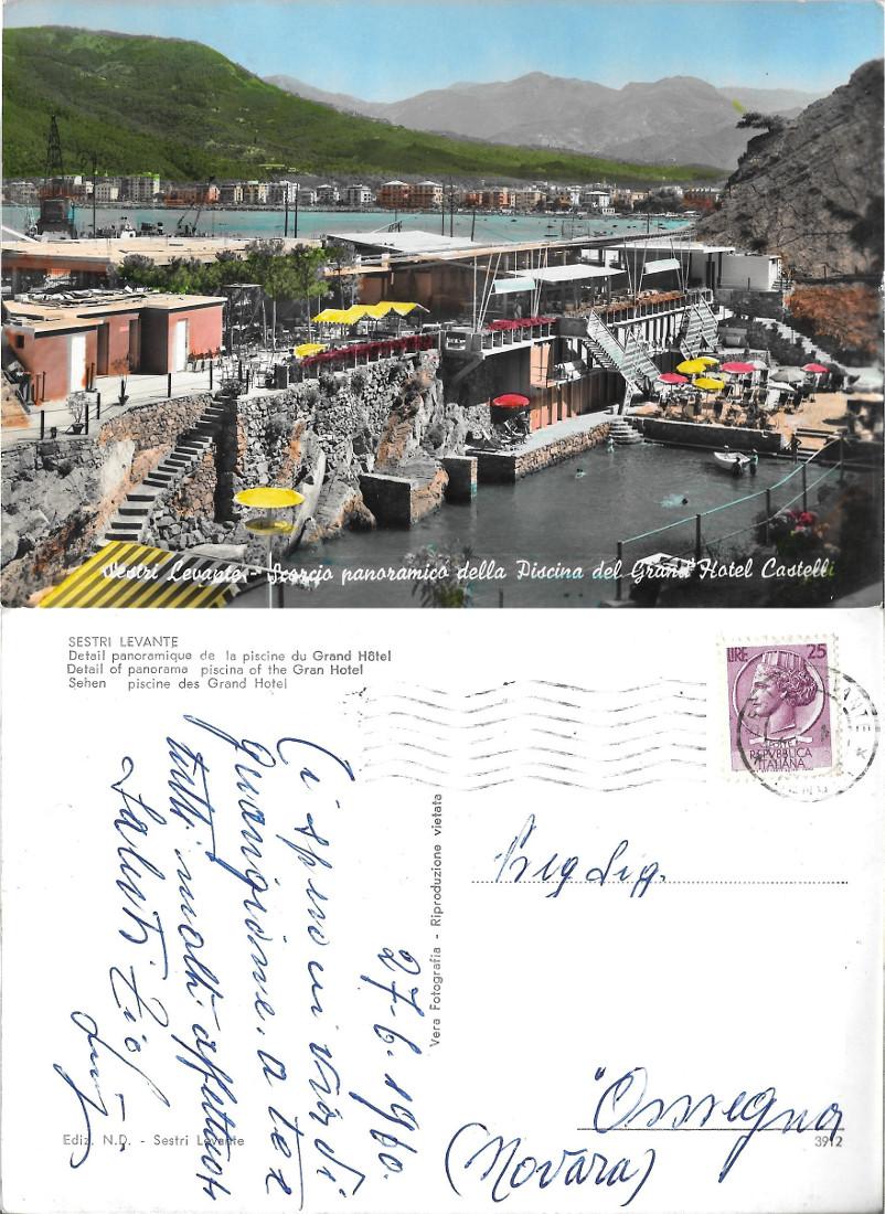 Sestri Levante. Scorcio panoramico della Piscina del Grand Hotel Castelli. …
