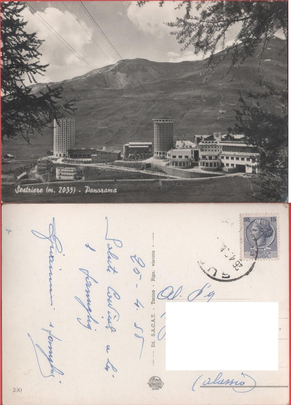 Sestriere. Panorama. Viaggiata 1956