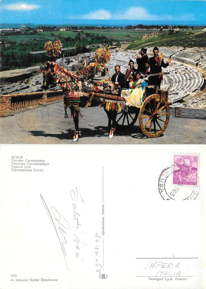 Sicilia. Carretto caratteristico. Viaggiata 1965
