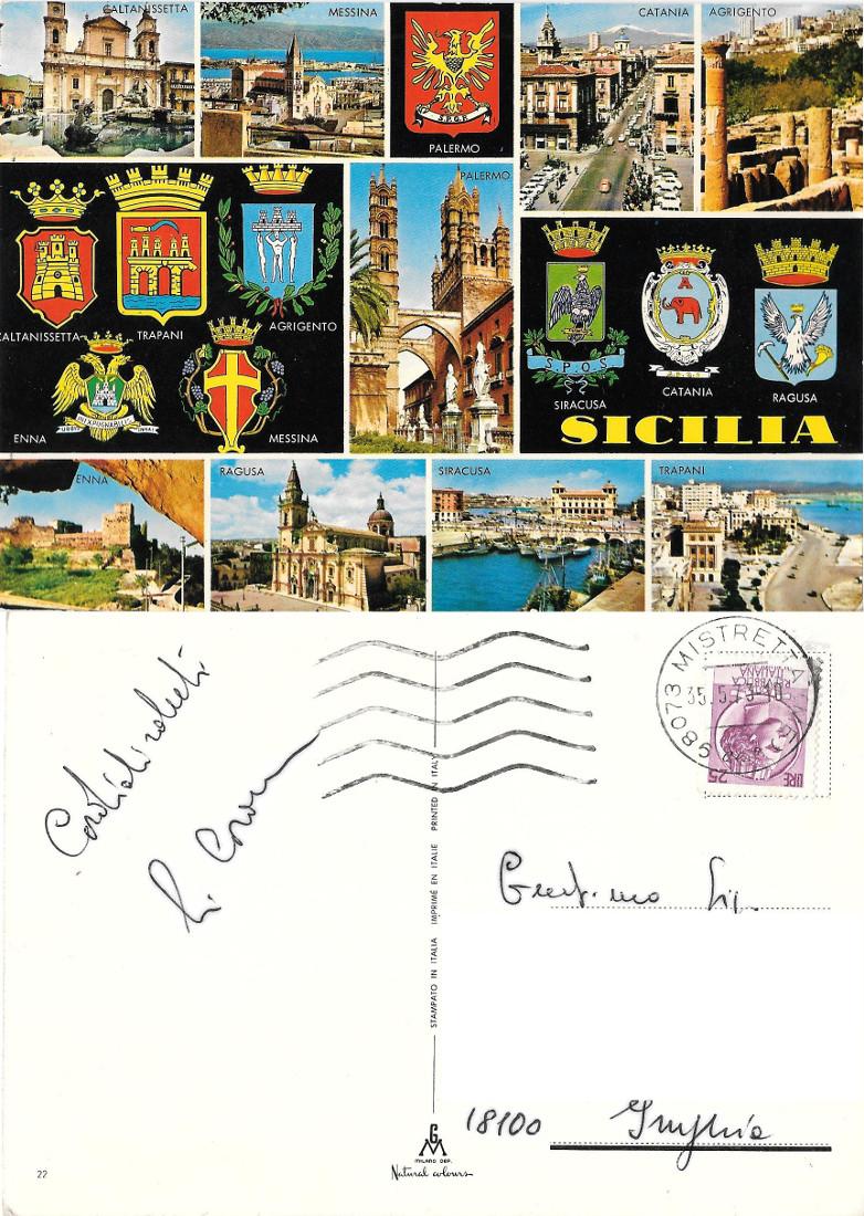 Sicilia. Le province. Viaggiata 1973