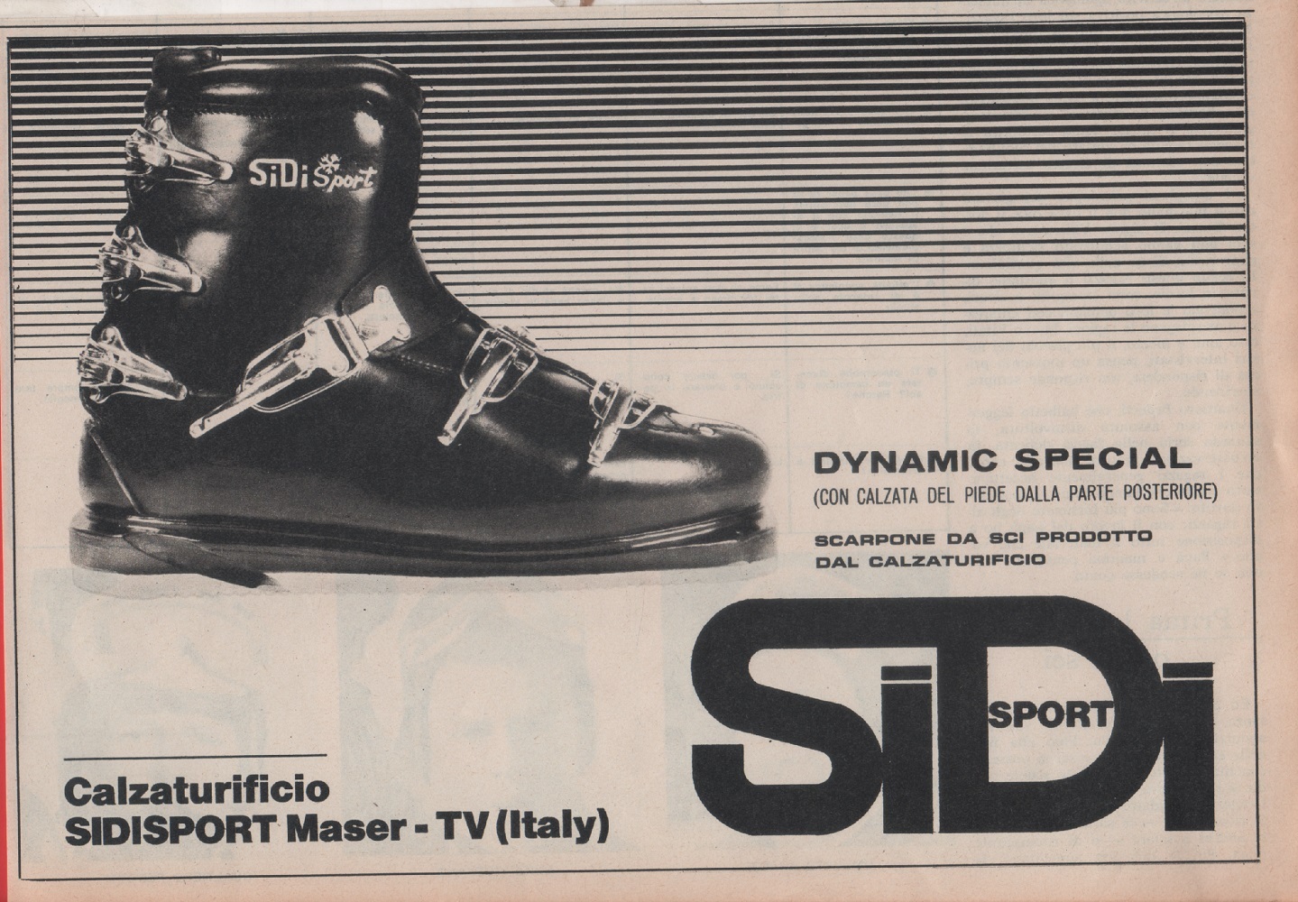 SiDi Sport. Scarpone da sci Dynamic Special. Advertising 1968
