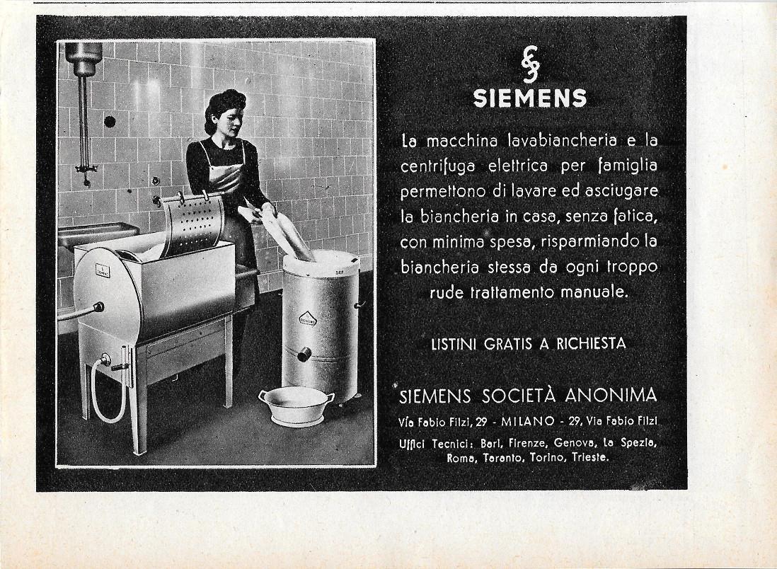 Siemens macchina lavabiancheria. Advertising 1940
