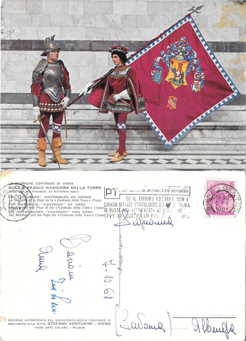 Siena. Duce e Paggio Maggiore della Contrada della Torre. Viaggiata …