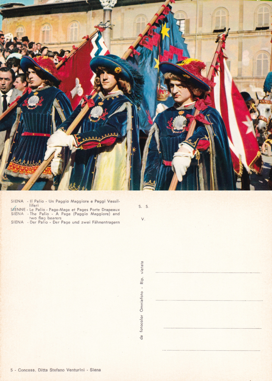 Siena. Palio. Un Paggio maggiore e Paggi vessiliferi. Non viaggiata