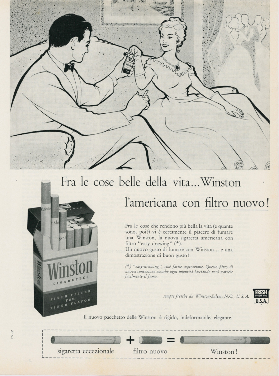 Sigarette Winston. Advertising 1957