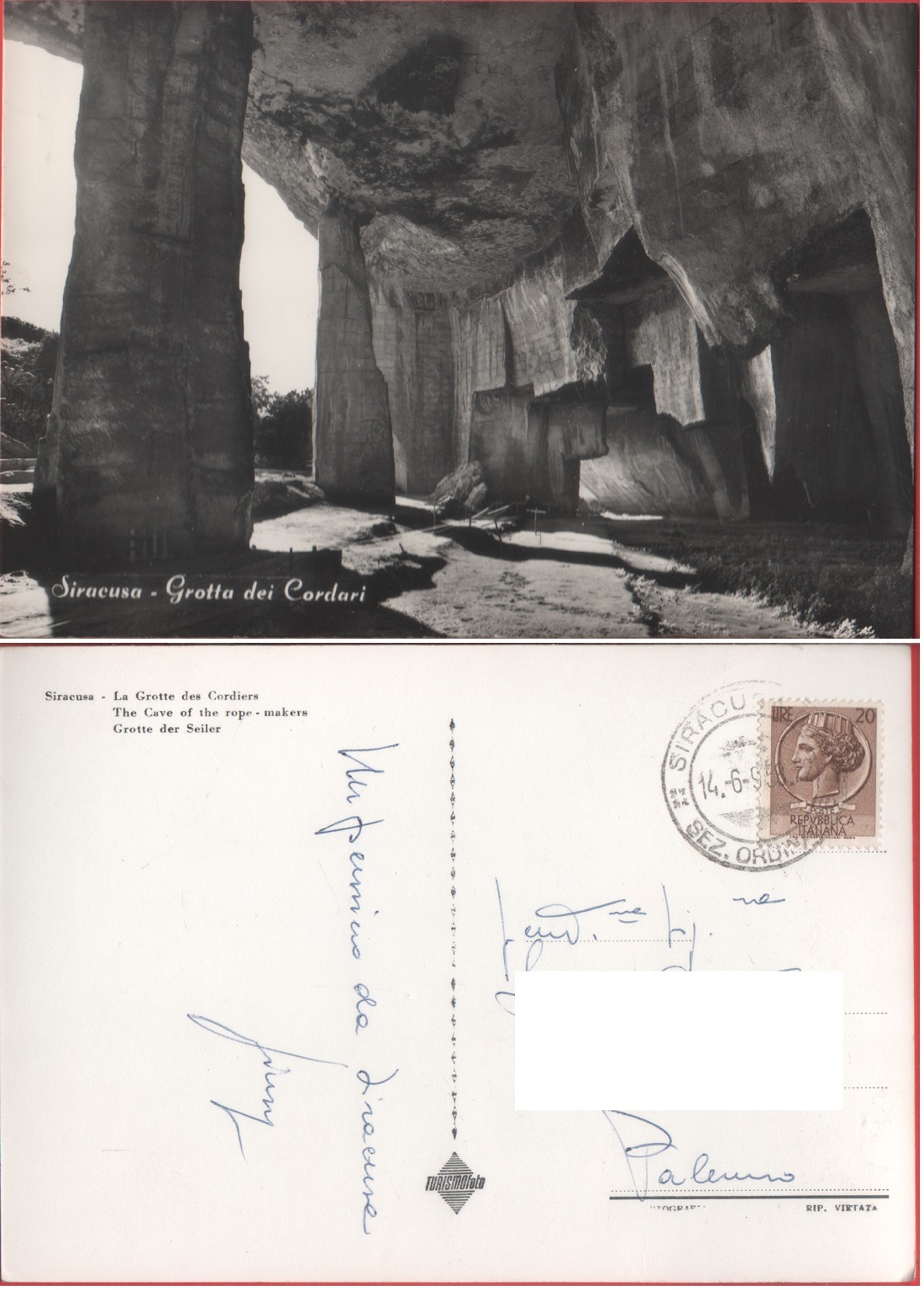 Siracusa. Grotta dei Cordari. Viaggiata 1958
