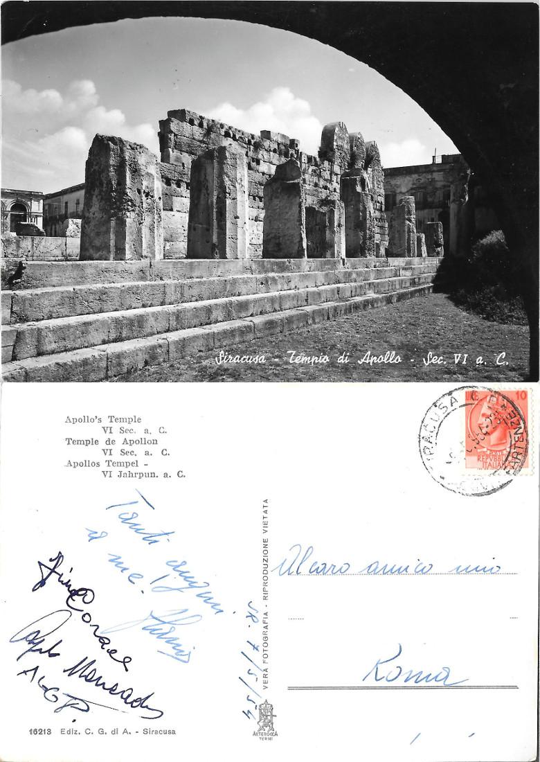 Siracusa. Tempio di Apollo, Alterocca. Viaggiata 1954
