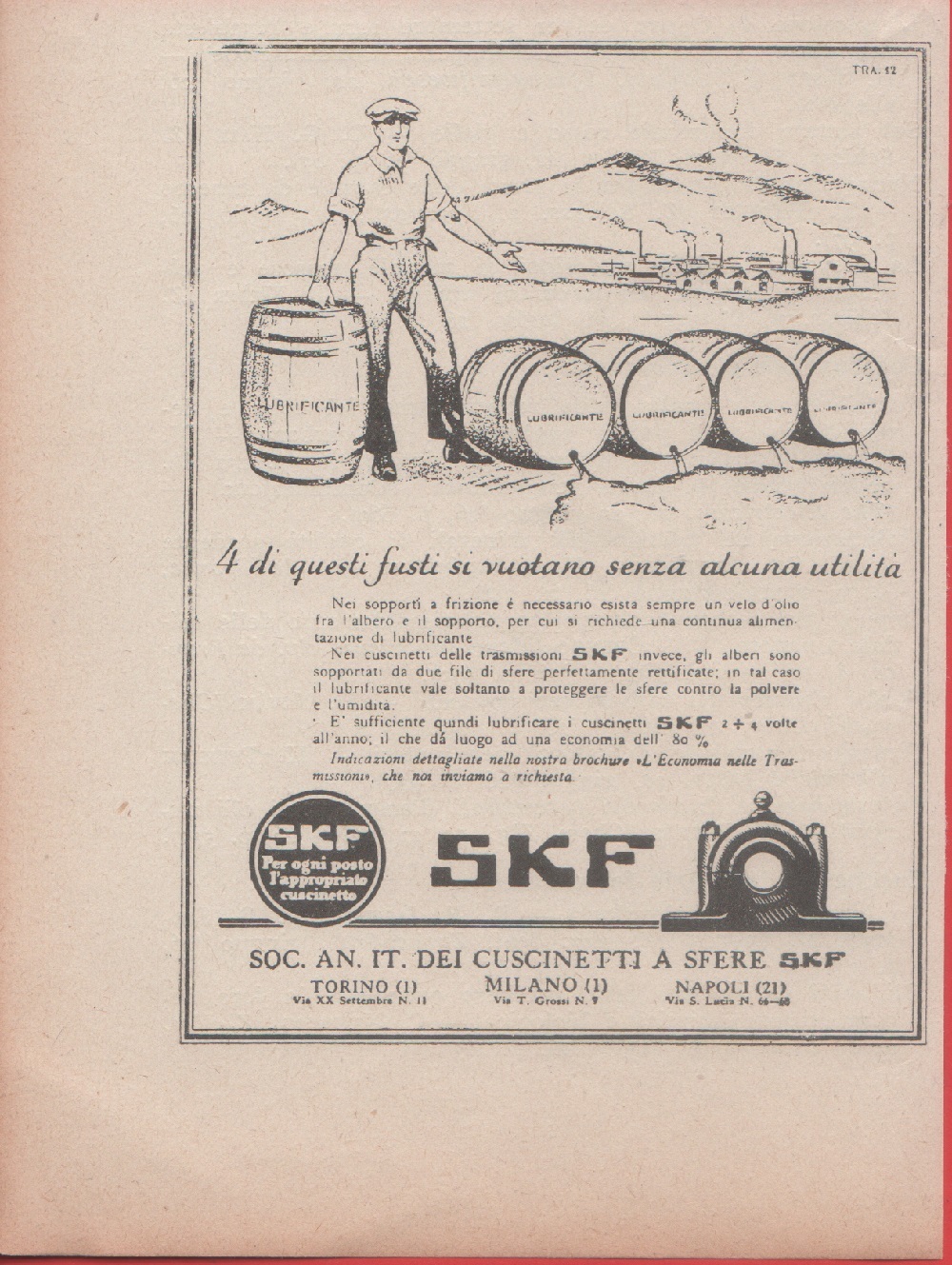 SKF. Cuscinetti a sfere. Advertising 1926