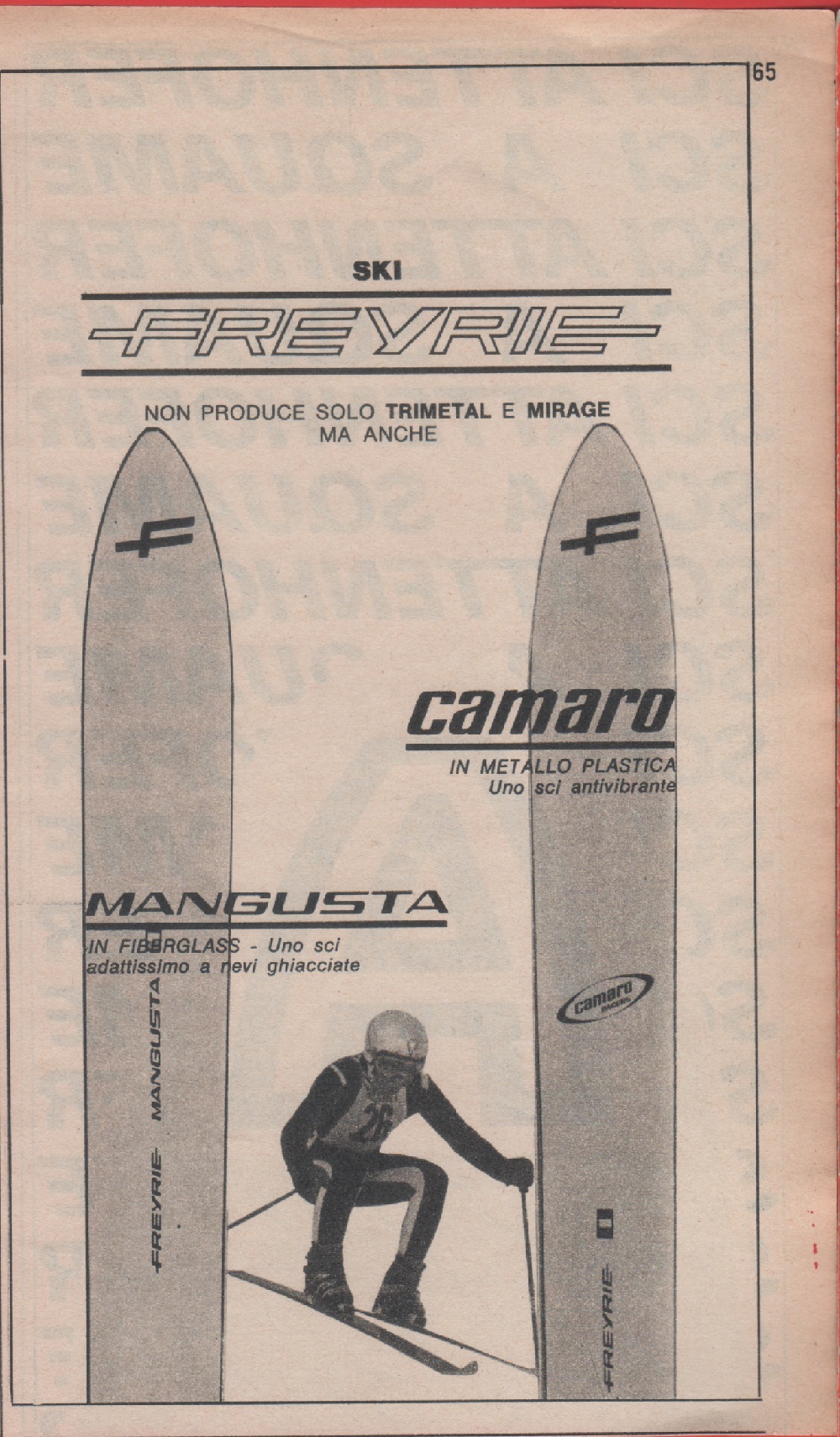 Ski Freyrie: Mangusta, Camaro. Advertising 1968