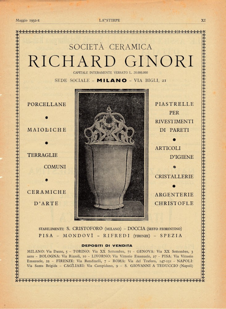 Società Ceramica Richard Ginori. Advertising 1932