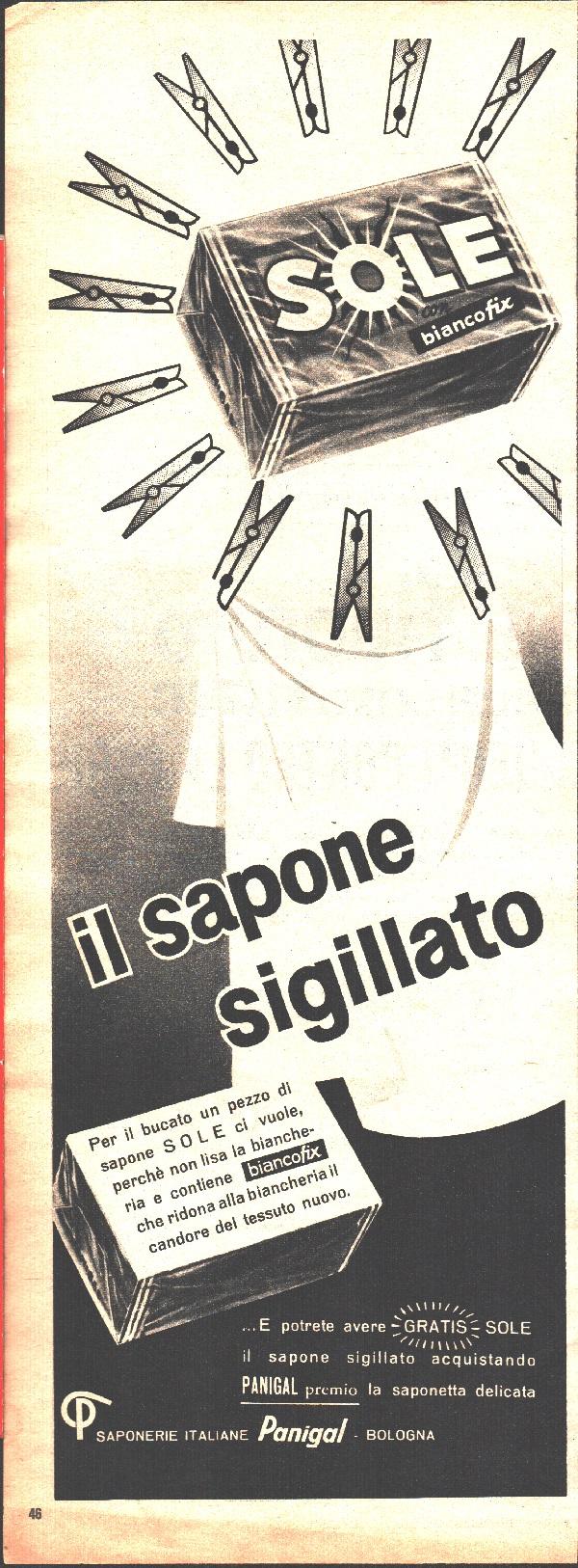 Sole. Il sapone sigillato. Pubblicità 1963