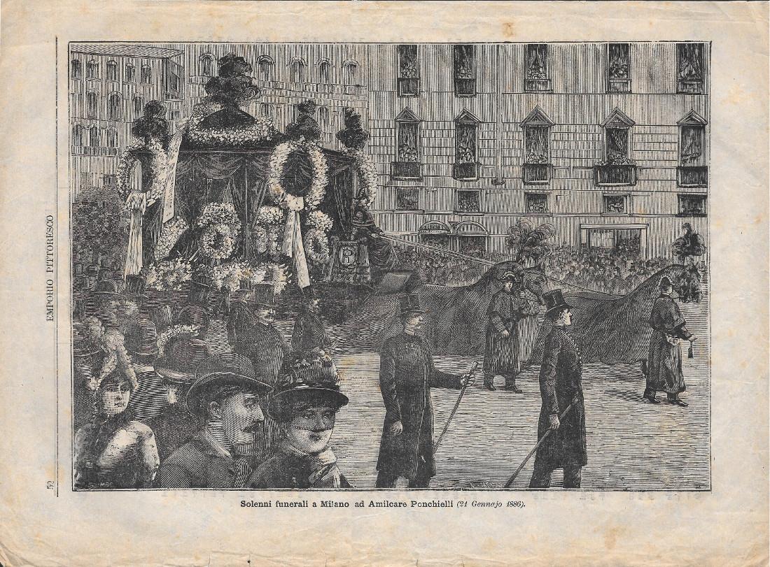 Solenni funerali a Milano ad Amilcare Ponchielli. 21 Gennaio 1886. …