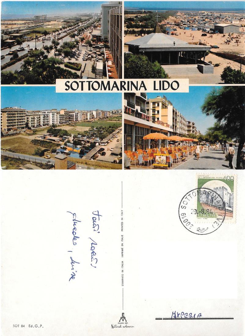 Sottomarina Lido. Quattro vedute. Viaggiata 1984