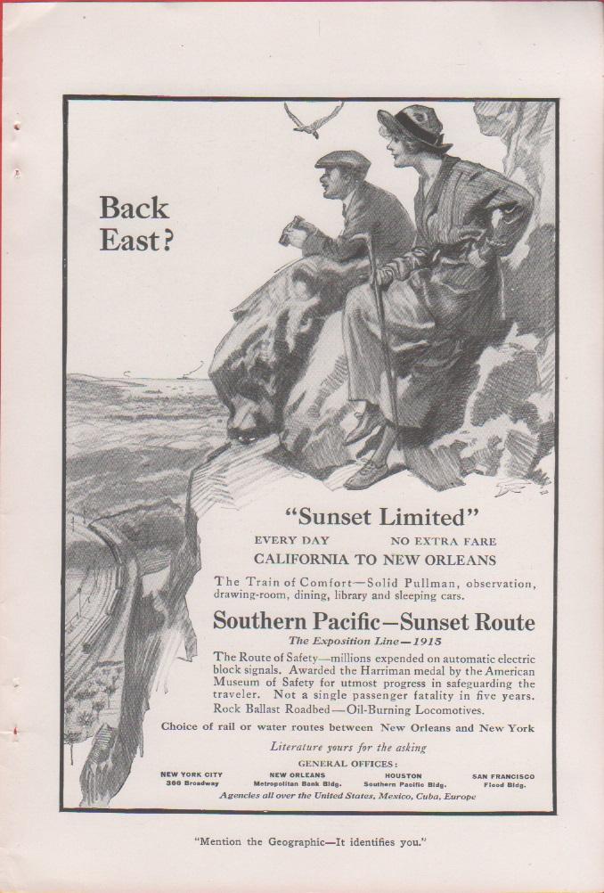 Southern Pacific - Sunset Route. Pubblicità 1914