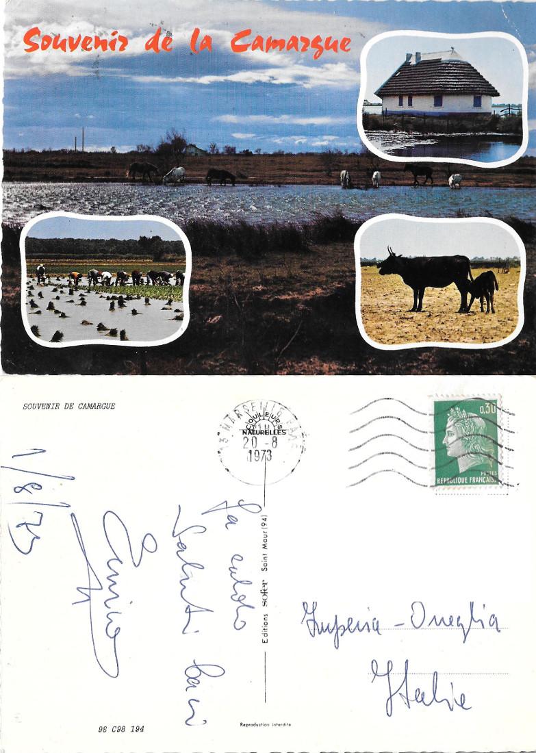 Souvenir de la Camargue. Viaggiata 1973