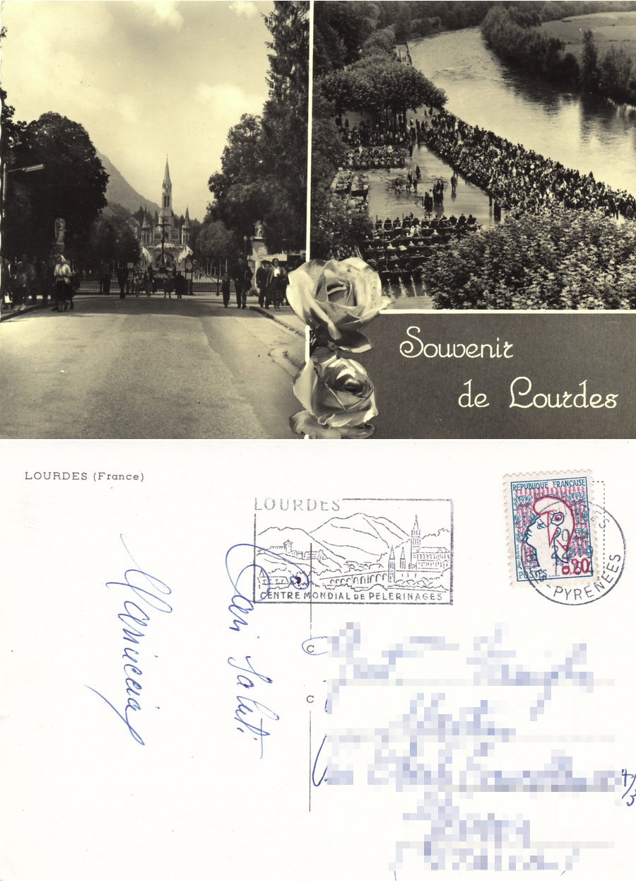Souvenir de Lourdes. Viaggiata 1964