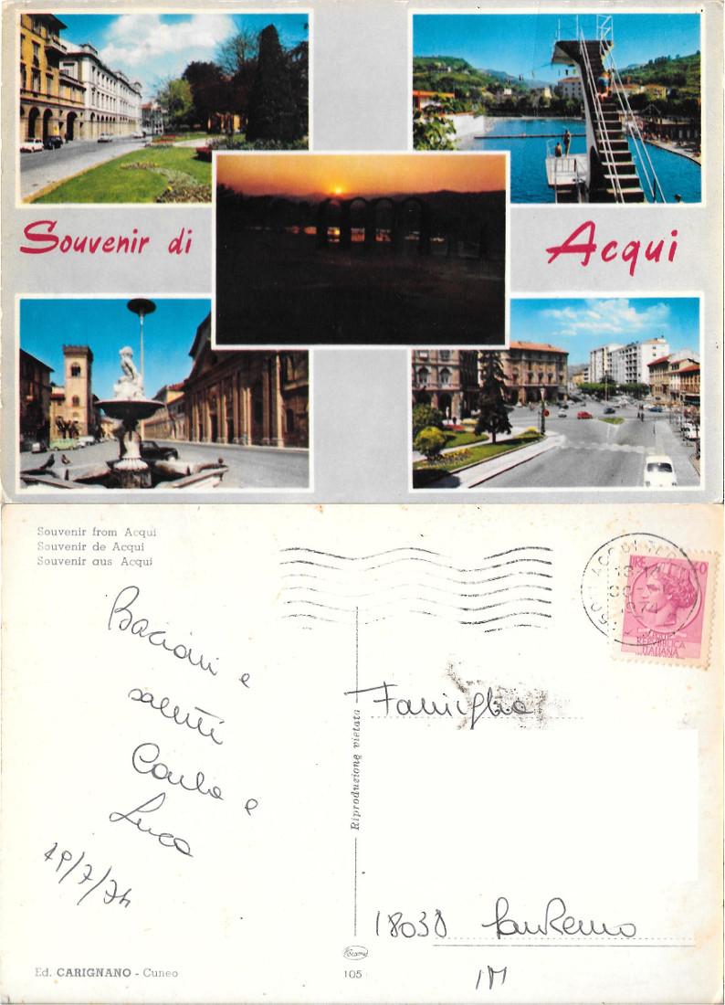 Souvenir di Acqui. Viaggiata 1974