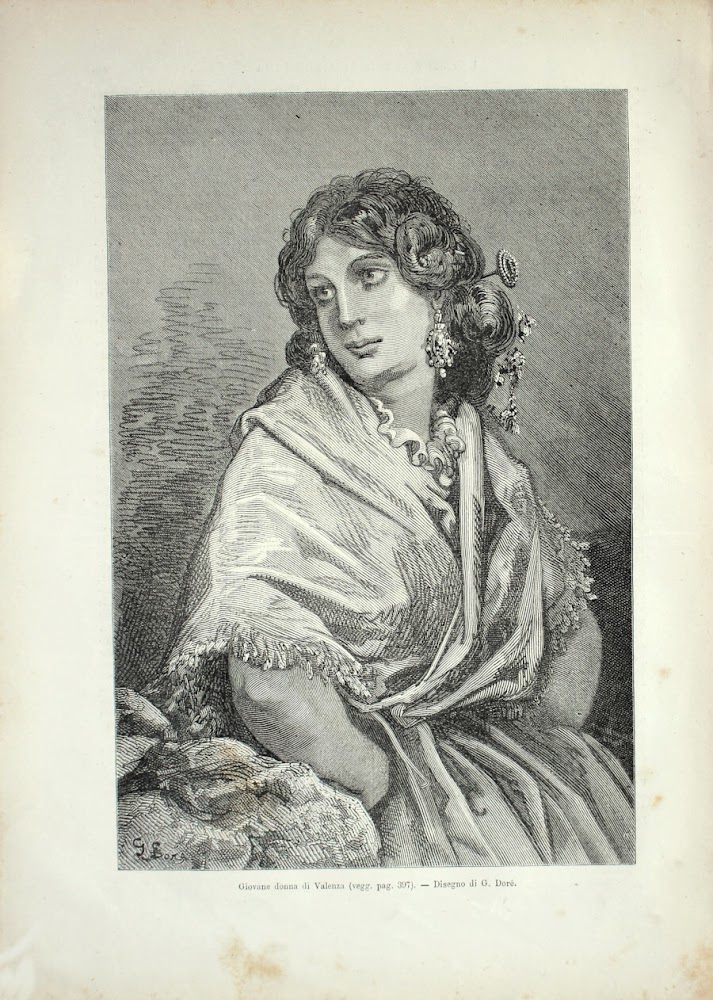 Spagna. Giovane donna di Valenza. Stampa 1864