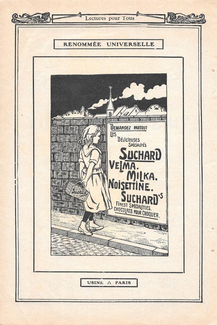 Specialites Suchard. Velma, Milka, Noisettine. Pubblicita 1906