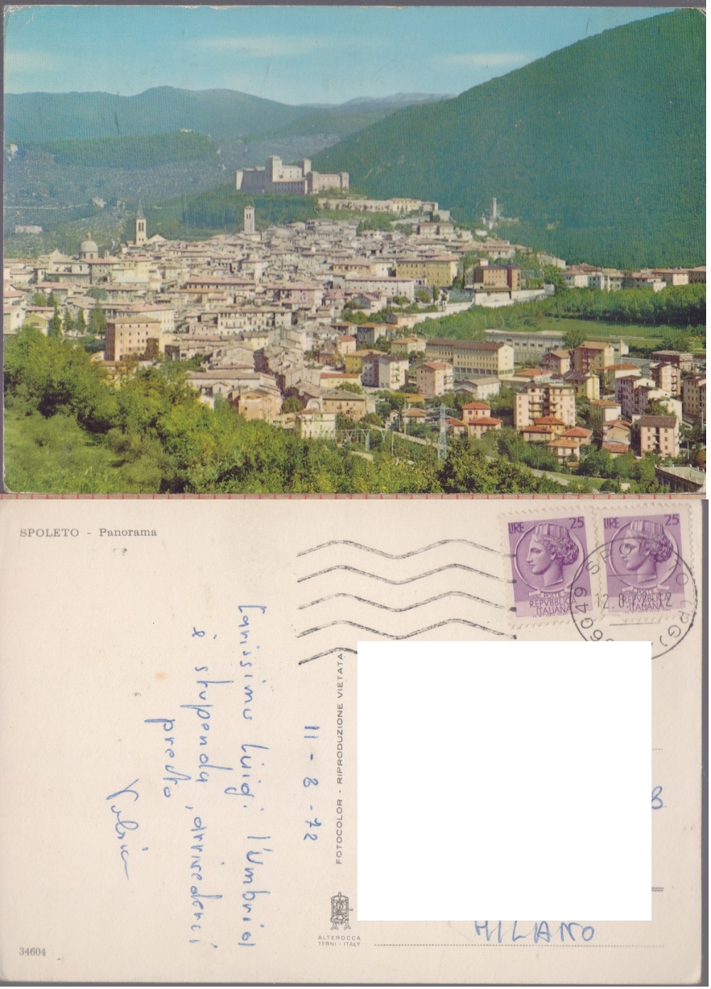 Spoleto. Panorama. Viaggiata 1972