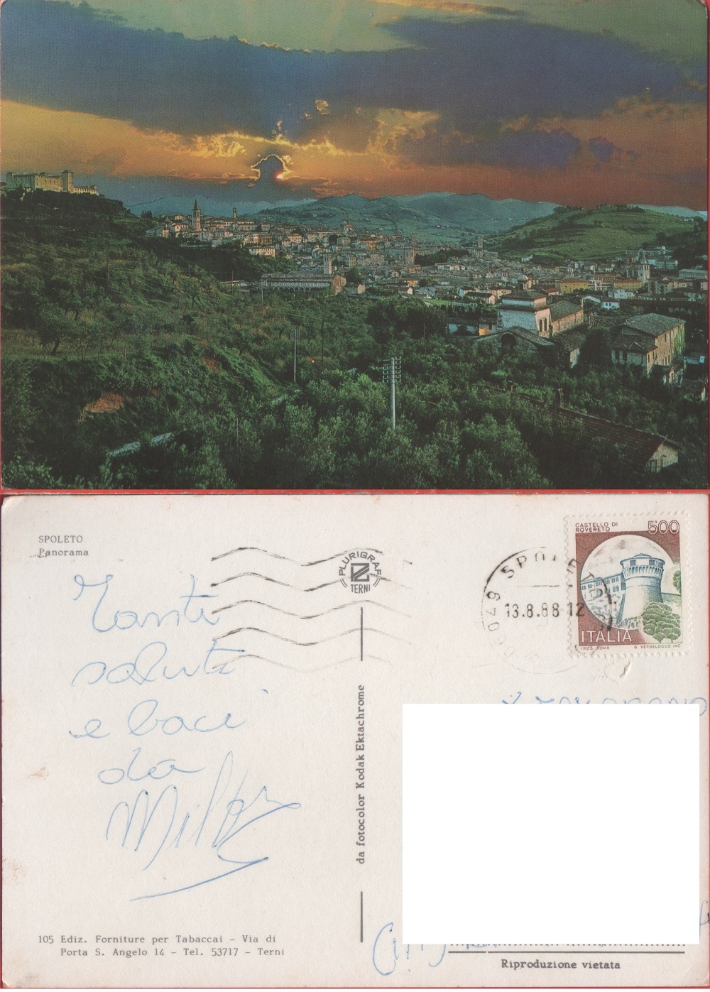 Spoleto. Panorama. Viaggiata 1988
