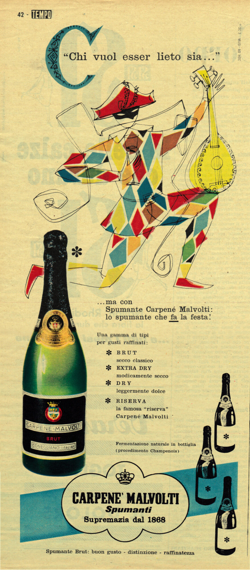 Spumanti Carpené Malvolti. Advertising 1958