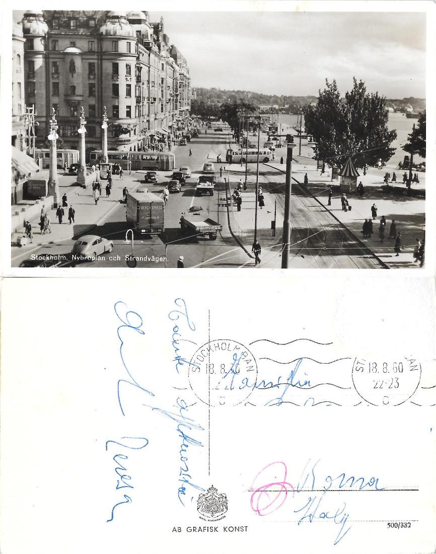 Stockholm. Nybroplan och Strandvagen. Viaggiata 1960