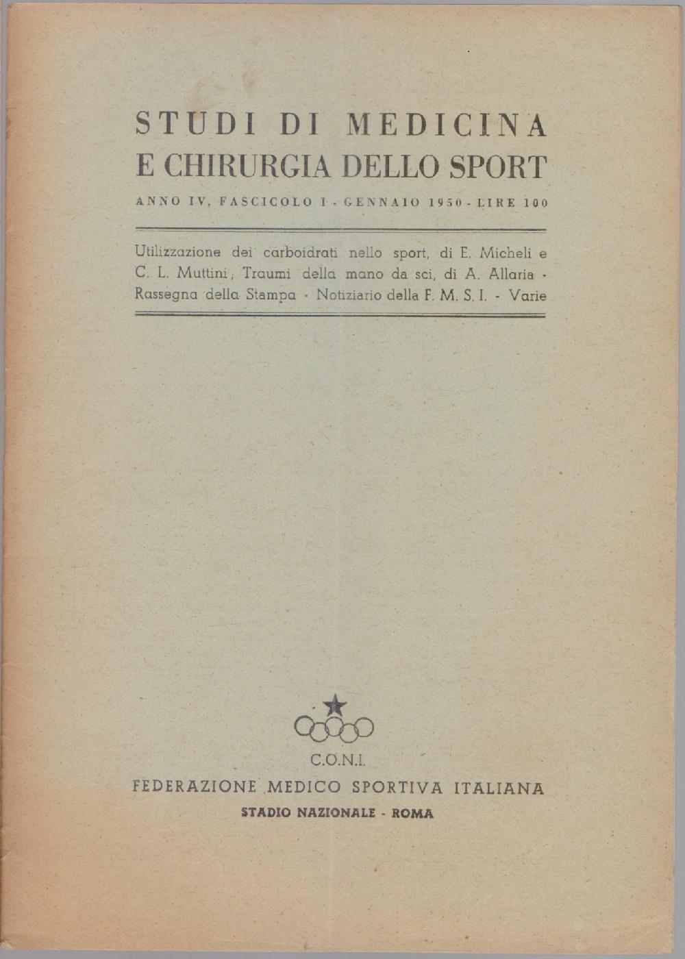Studi di Medicina e Chirurgia dello Sport Anno IV Fascicolo …