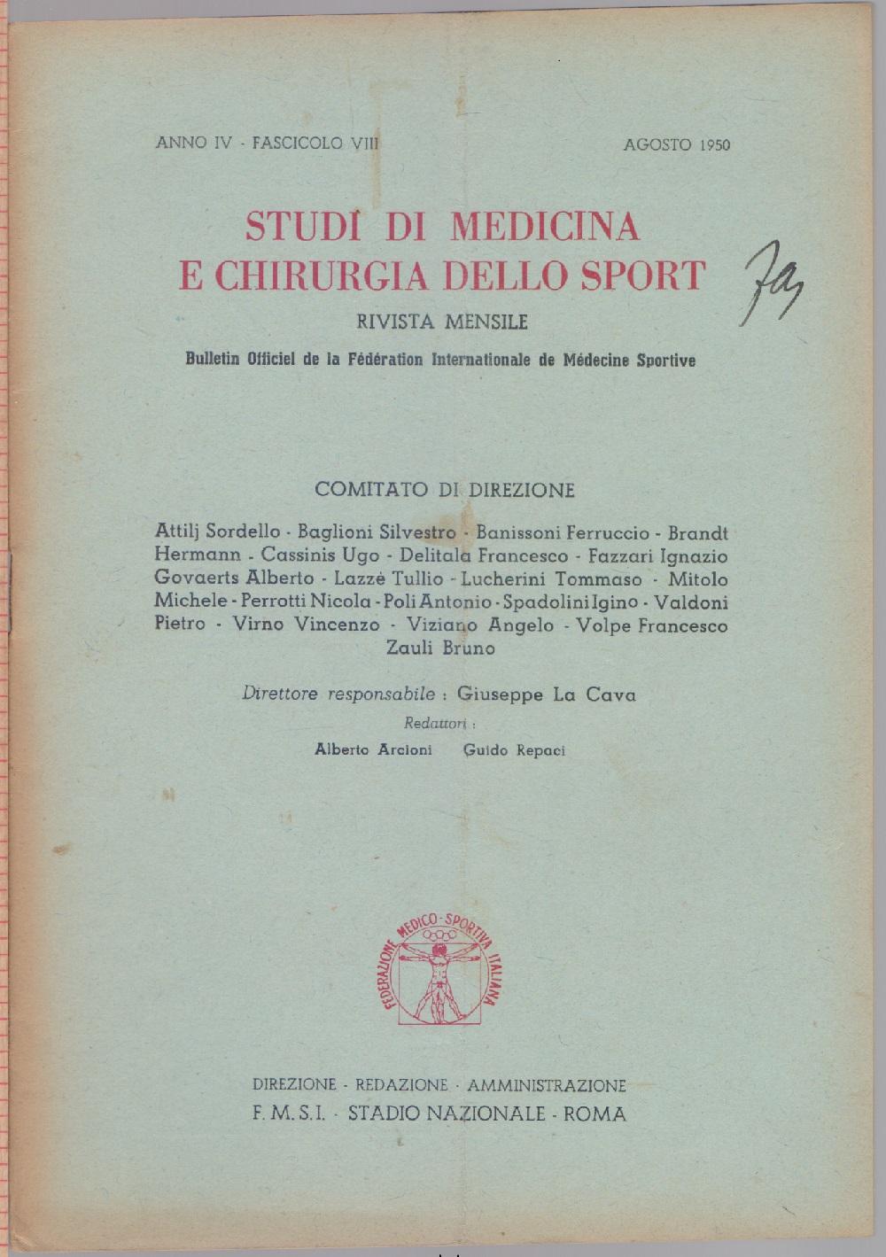 Studi di Medicina e Chirurgia dello Sport Anno IV Fascicolo …