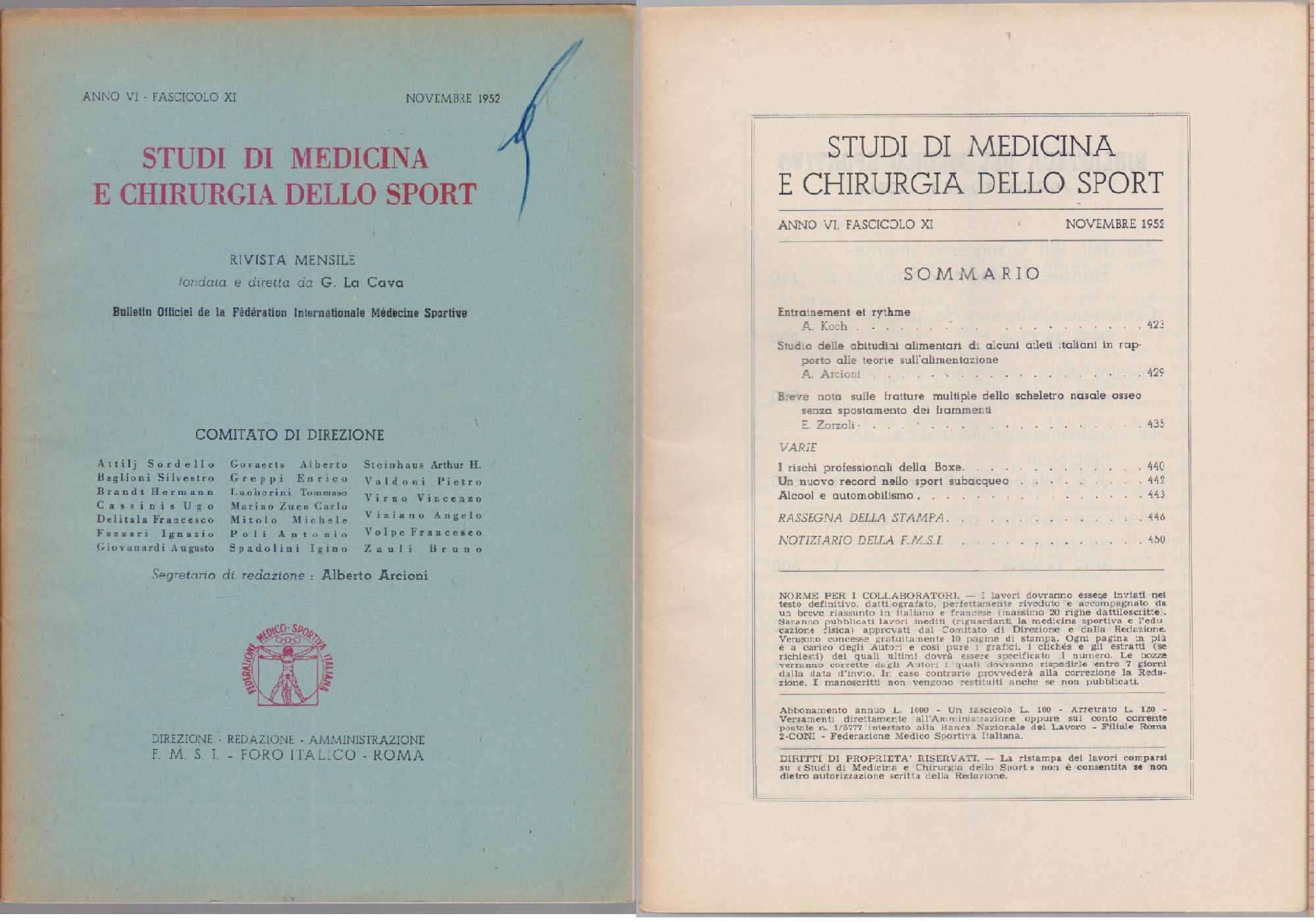 Studi di Medicina e Chirurgia dello Sport Anno VI Fascicolo …