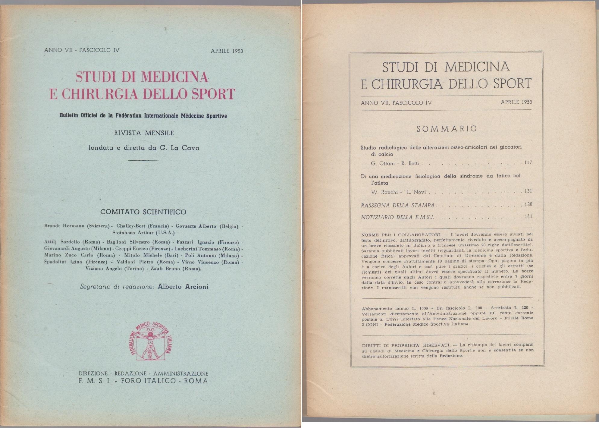 Studi di Medicina e Chirurgia dello Sport Anno VII Fascicolo …