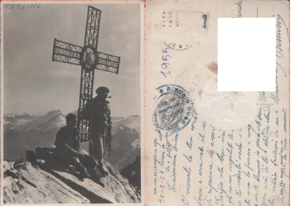 Sulla vetta del Cervino. Viaggiata. 1955