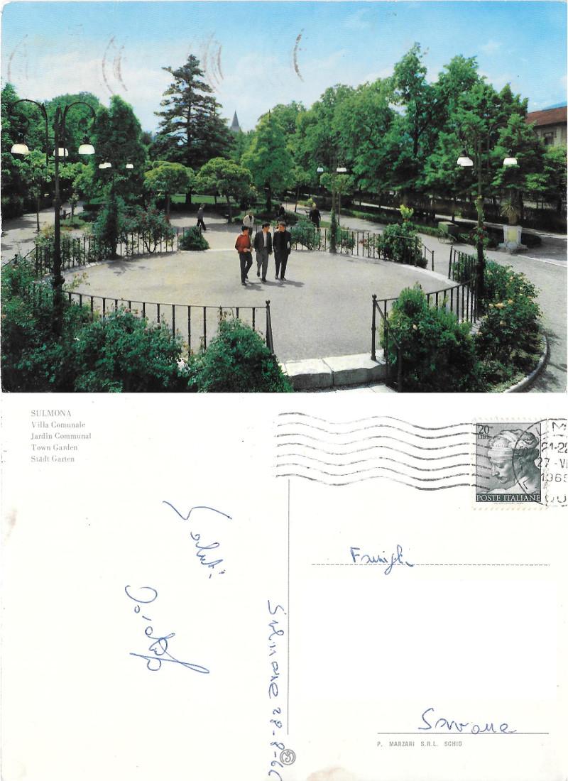 Sulmona (AQ). Villa comunale. Viaggiata 1966. Animata