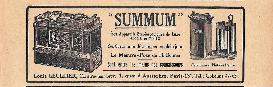 Summum pour la photographie. Pubblicita 1926