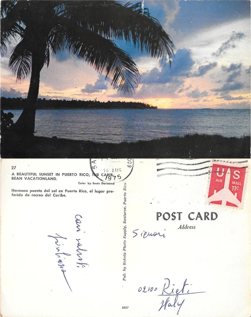 Sunset in Puerto Rico. Viaggiata 1975