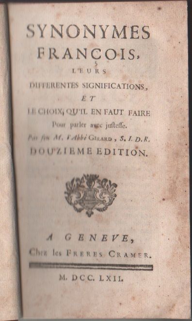 Synonymes François, leur differentes significations ... - Gabriel Girard