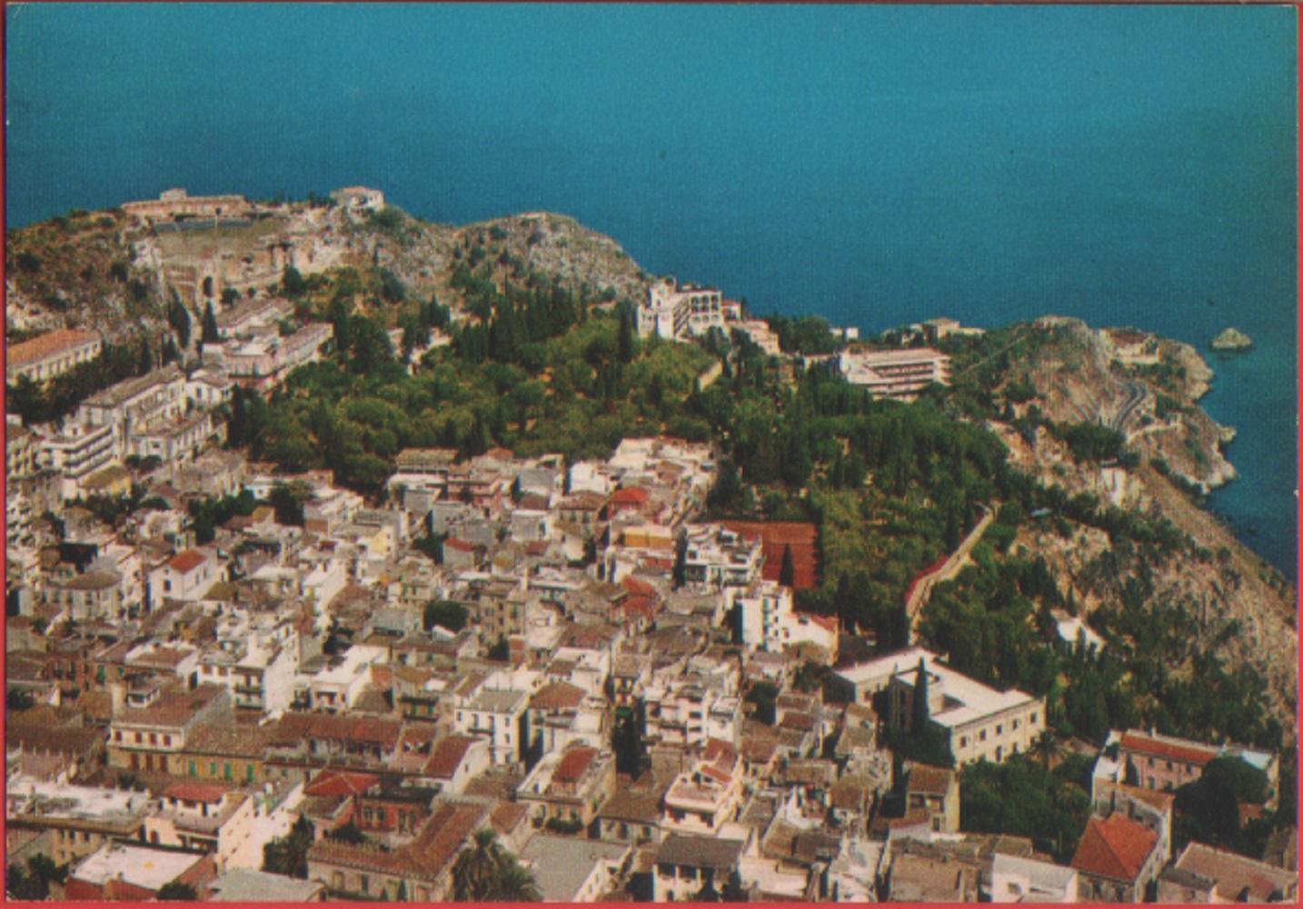 Taormina. La città dal Castello dei Normanni. Non viaggiata. Originale