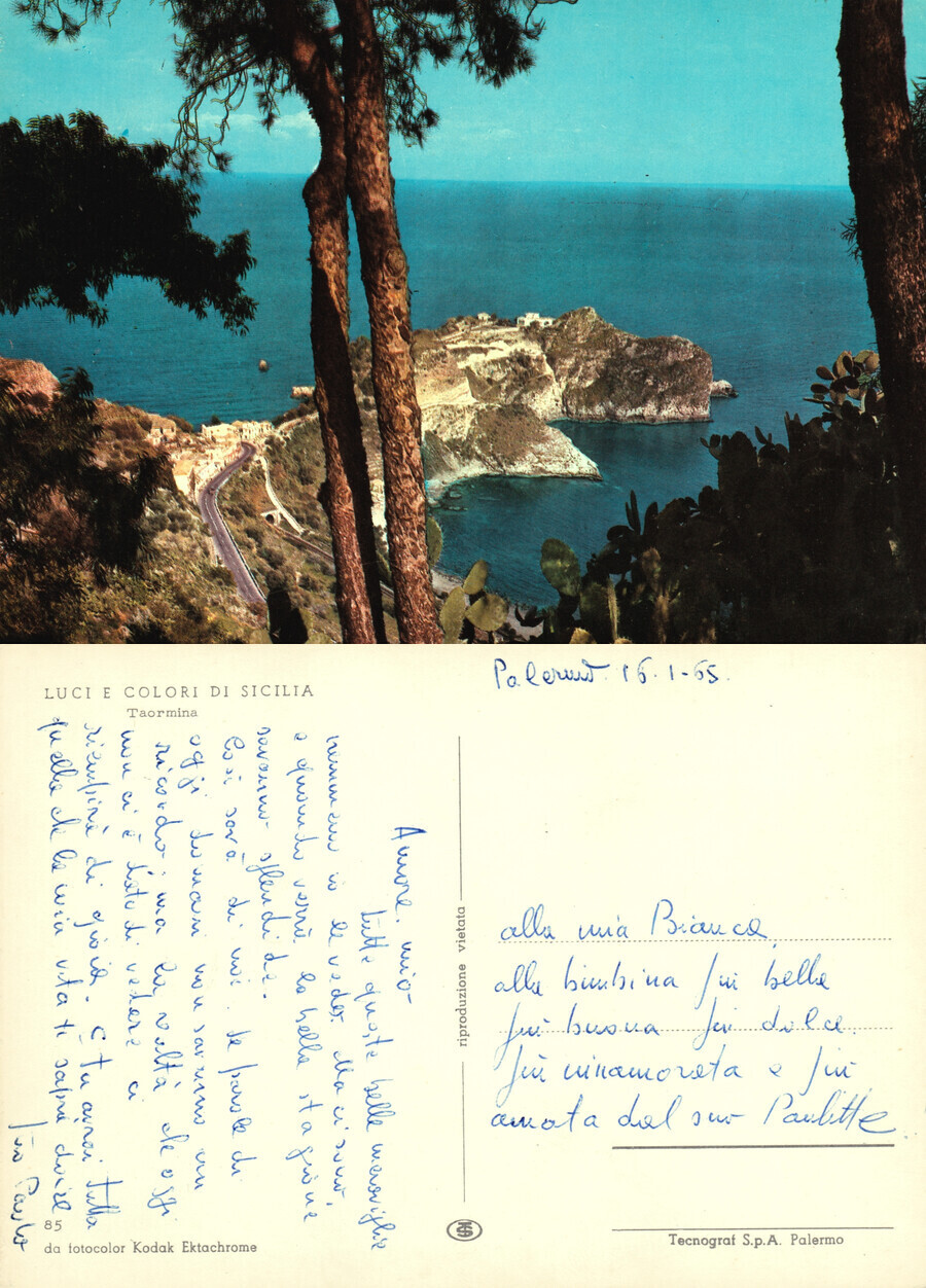 Taormina. Luci e colori della Sicilia. Non viaggiata, datata 1965