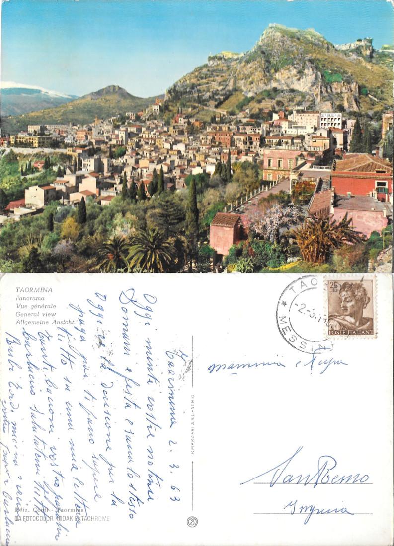 Taormina. Panorama. Viaggiata 1963