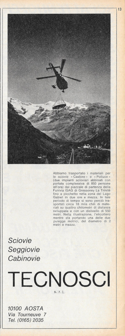 Tecnosci Sciovie seggiovie cabinovie / Attacchi Attenhofer - Advertising 1968