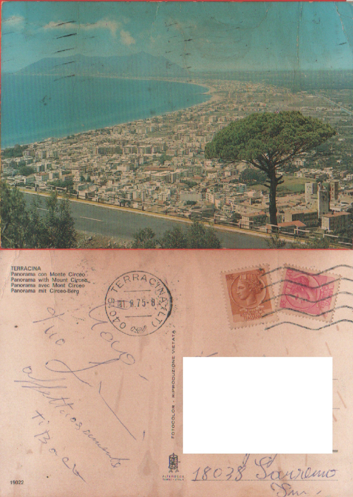 Terracina. Panorama con Monte Circeo. Viaggiata 1975