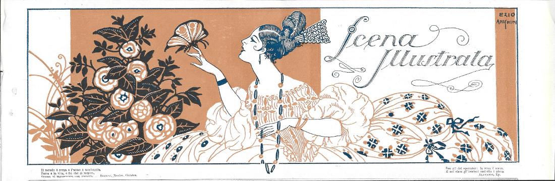 Testata de Scena Illustrata. Illustratore Ezio Anichini. Stampa 1923