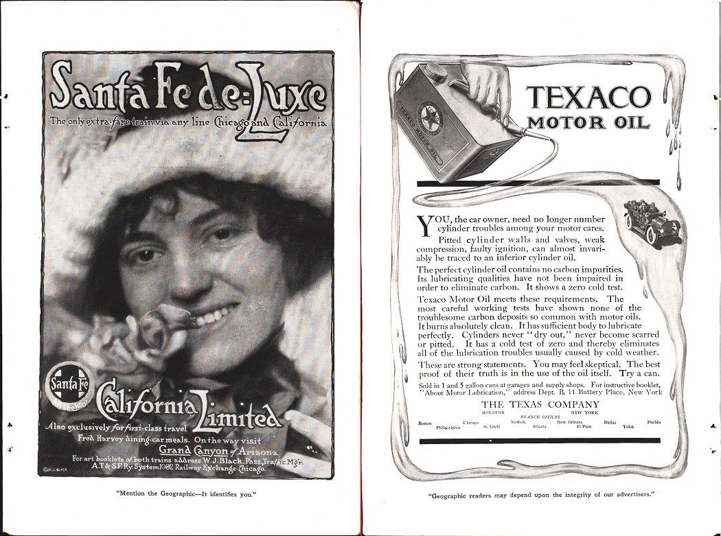 Texaco Motor Oil / Santa Fe Train - Pubblcità 1912